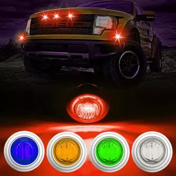 10pcs 12V 3LED 3/4 Round Amber Trailer Chrome Side Marker Lights Trucks Tractors Clearance Lights Lamp Bullet Waterproof Red 10PCS синий