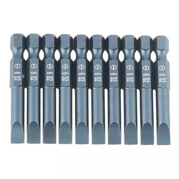 10pcs 14inch Hex Shank 50mm S2 Alloy Steel Slotted Screwdriver Bits Set H6.3*50*SL6mm