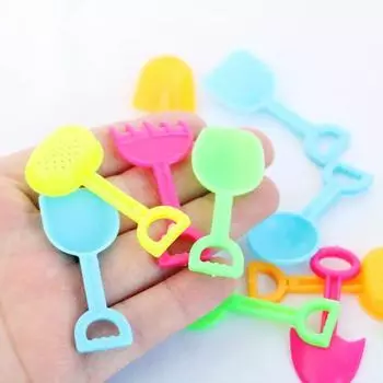 10Pcs 1/12 Durable Realistic Decoration Clear Texture Dollhouse Shove Rake Sand Digging Tool Micro Landscape Supply Beach Shovel Toys