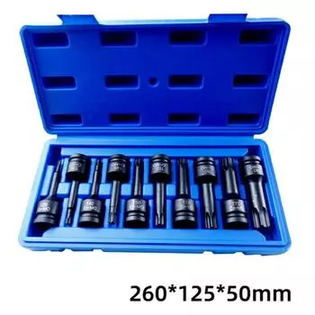 10pcs 1/2 Inch Drive Torx Star Bit Socket Sets T20-T80 Socket Bits Set Drive Sockets Torx Star Bit Socket Sets ярко-розовый