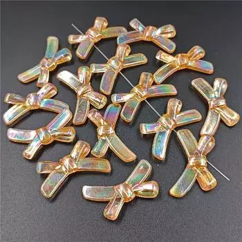 10Pcs 20*33mm Pendant Jewelry Making DIY For Bow Tie Beads Aurora Laser Wholesale Necklace Bracelet красный