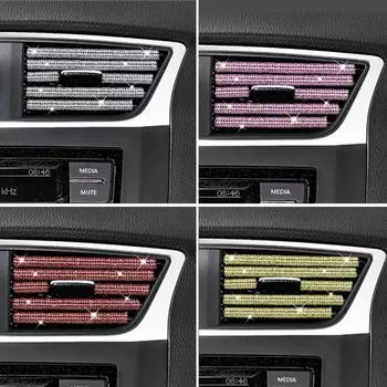 10Pcs 20cm Diamond Crystal Car Air Vent Trim Strip Conditioning Vent Decor Cover Car Interior Decoration Accessories for Women