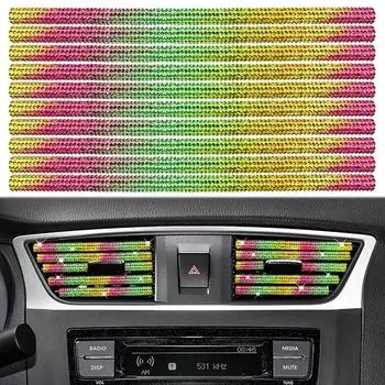 10Pcs 20cm Diamond Crystal Car Air Vent Trim Strip Conditioning Vent Decor Cover Car Interior Decoration Accessories for Women