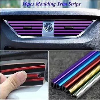 10pcs 20cm Universal Car Air Conditioning Outlet U Shape Decorative Molding Strips Car Styling Accessories красный