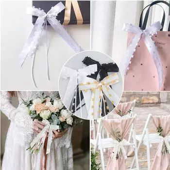 10pcs/20pcs/30pcs Festival and Party Decoration Transparent Lace Edge Transparent Ribbon Gift Flower Packaging Love Ribbon Bow 10pcs