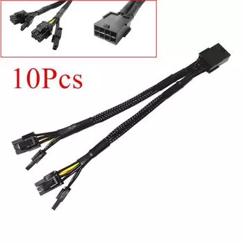 10Pcs 22cm GPU PCIE 8 Pin Female to Dual 2X 8 (6+2) Pin Male Power Adapter Cable