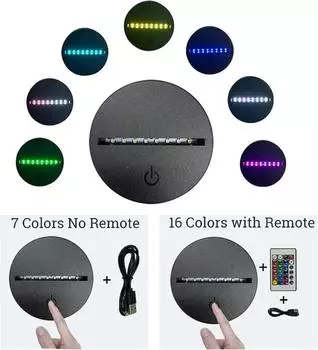 10pcs 3D LED Light Holder Acrylic Board Ligh Base 16 Colors Dimmable ABS USB Remote Control Desk Lamp Vertical Light Station слоновая кость