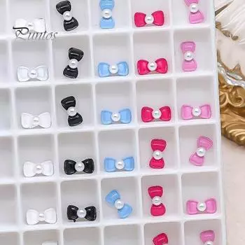 10 шт. 3D подвески для ногтей макарон из искусственного жемчуга с бантом очаровательные красочные аксессуары для дизайна ногтей женские аксессуары синий