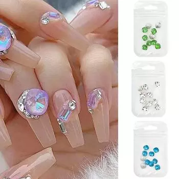 10pcs 3D Nail Charms Pointed Bottom Nail Rhinestones for DIY Nail Decoration Nails Art Projects Embellishments Crafts 3