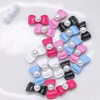 10Pcs 3D Nail Nail Macaron Charming Faux Pearl Bowknot Charms Colorful Art Accessories Women синий