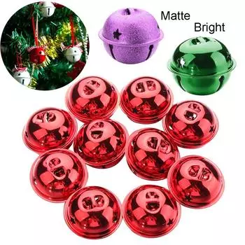 10Pcs 40mm Crafts Pet Supplies Matte Bells Christmas Tree Decor Drop Ornaments Bright Iron Jingle Bright blue