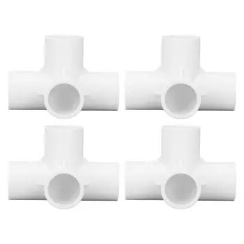 10Pcs 4 Way PVC Fitting Elbow Pipe Connector 25mm Outlet Set Kit for Furniture Connection White