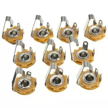 10Pcs 6.35mm / 6.5mm Plug Jack Audio Female Connector Panel Type Chassis Welding TS Mount Sock M6E0