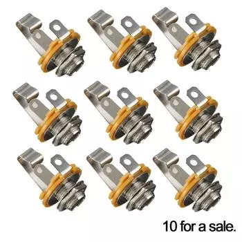 10Pcs 6.35mm / 6.5mm Plug Jack Audio Female Connector Panel TS Solder Chassis Welding Panel Mo N3P3