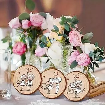 10PCS 7-8CM Round Wood Chips Hand-painted Decorative Wood Chips Natural Round Wood Chips Round DIY Crafts Wedding Decoration 7-8cm&1cm