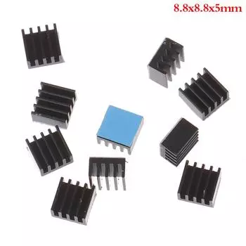 10 шт. 8.8X8.8X5 мм черный алюминиевый радиатор охлаждения с термопрокладкой