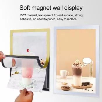 10Pcs A3/A4/A5/A6/8K Magnetic Sign Holder Wall Mounted Self-Adhesive Photo Display Frame Picture Document Paper Poster Artwork Painting Holder E 10 pcs жёлтый