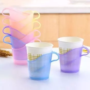10pcs Anti-Scald Tea Cup Sleeve Plastic Paper Cup Stand Pantry random color