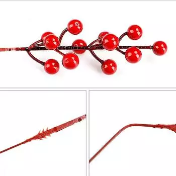 10Pcs Artificial Berries Christmas Decoration Red Berry Branches Berries Stems Bouquet DIY Xmas Tree Wreath Decor