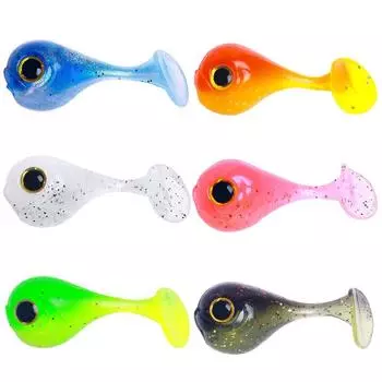 10PCS Artificial Big Head Soft Lure T Tail Crankbait Wobblers Swimbait Lure Bait Fishing синий
