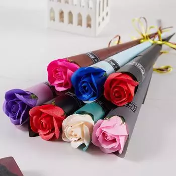 10Pcs Artificial Flowers Romantic Rose Single Bouquet Teacher S Day Valentine S Day Mother S Day Rose Flower Couple Bouquet A2