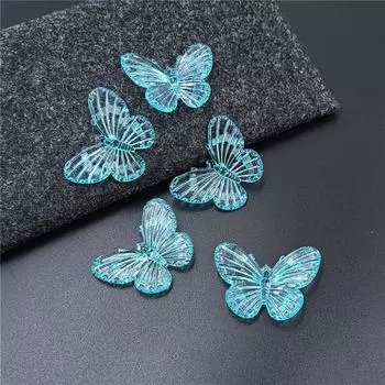 10pcs Beads Acrylic Necklaces Jewelry Marking Loose Beads DIY Handmade Materials for Earrings Transparent Butterfly Beads розовый