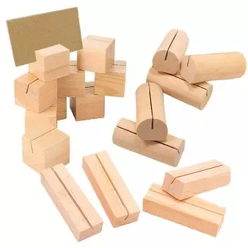 10Pcs Beech Photo Stand Business Card Holder Rectangle Wooden Card Clip Picture Holder Handmade Memo Holder For Home Office
