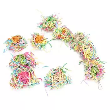 10pcs Bird Hanging Cage Toys with Chain Parrots Biting Chewing Toy Accessory Colour Mixture