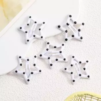 10Pcs Black White Dots Star Hair Clips Girl Metal Snap BB Clip Mini Anti-slip Hair Clips Barrettes Baby Women Hair Accessories
