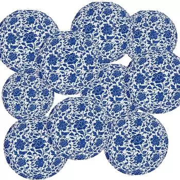 10pcs Blue and White Porcelain Paper Lanterns with Blue Patterns Are Hung As Party Decorations for Chinese Birthday and Wedding Settings 10pcs