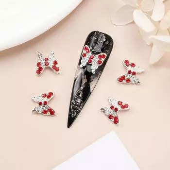 10Pcs Butterfly Nail Charms Shining Crystal Rhinestones Inlay Faux Charms 3D DIY Manicure Accessories C