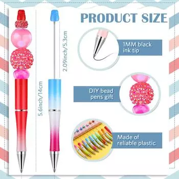 10Pcs Candy Beaded Ballpoint Pen Pens Gift for Writing Beadable Pens Beadable Pen DIY Gift for Student Office Supplies 10 colors mixed чёрный