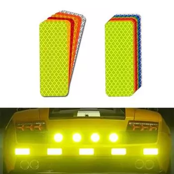 10pcs Car Bumper Reflective Stickers Reflective Warning Strip Tape Secure Reflector Stickers Decals Accessories