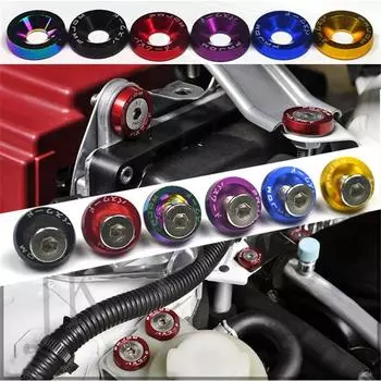 10pcs Car Modification Hex Fasteners Aluminum M6 JDM Fender Washer Bumper Engine Concave Screws Fender Washer License Plate Bolt золотой