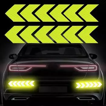 10Pcs Car Sticker Reflective Arrow Sign Tape Warning Safety Sticker for Car Bumper Trunk Reflector Hazard Tape Car Accessories красный