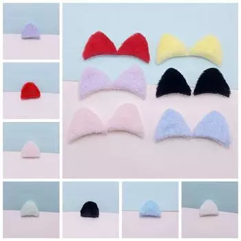 10Pcs Cat Ear Plush Padded Cat Ear Appliques Cute Plush Cat Ear Padded Hairpin Crafts Decoration чёрный