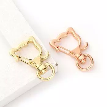 10Pcs Cat Shapehollow Key Chain Key Ring Keychain Diy Accessories Lobster Clasp золотой