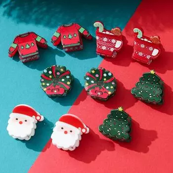 10pcs Christmas Creative Christmas Tree Santa Claus Mini Acrylic Hair Clip Princess Head Bangs Clip Women s Hair Accessories Decorative Hair Claw