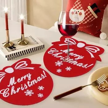 10pcs Christmas Felt Coaster Heat Insulation Water Absorption Thickened Tableware Non-slip Mat Dining Table Xmas Felt Decoration