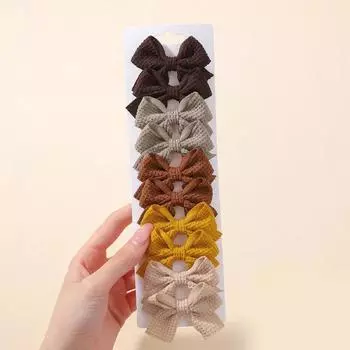 10Pcs Classic Corn Pattern Hair Clip Girl Bow Alloy Hairgripes Set Solid Color Bowknot Hairpin Headwear Hair Accessories