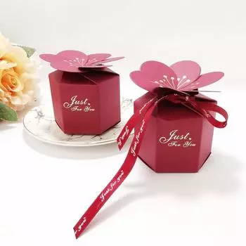 10PCS Creative Chocolate Candy Boxes Hexagonal Gift Packaging Boxes Wedding Favor Box Baby Shower вино красного