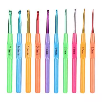 10Pcs Crochet Hooks Colorful Plastic Knitting Needles Kits Weaving Tools for DIY Socks Heats