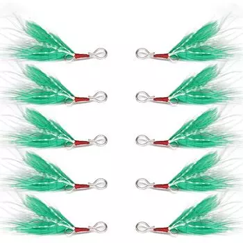 10Pcs Detachable Fishing Spoon Bait Lure Feather Fishing Equipment Feather Lure Pendant Saltwater Fishing Accessories зелёный