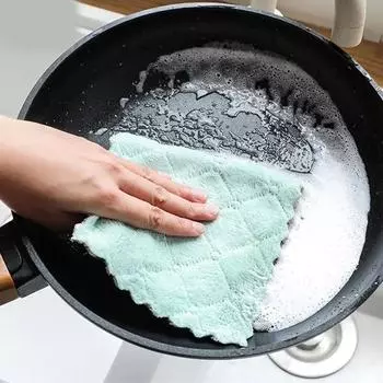 10Pcs Dishwashing Cloth Kitchen Cleaning Wipes Household Multipurpose Absorbent Nonstick Oil Fiber Cleaning Cloth 30x30cm 10PCs