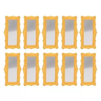 10Pcs Dollhouse Miniature Mirror European Frame Mirror Mini Furniture Accessory for 1/12 1/6 Scale золотой