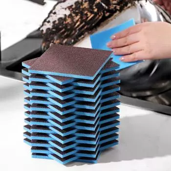 10Pcs Emery Sponge Double Sided Magic Sponges Eraser Rust Remover Brush Dish Pot Scouring Pad Home Kitchen Cleaning Rub