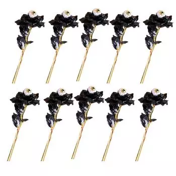 10Pcs Eyeball Design Simulation Black Flower Artificial Fake Flower Bouquet Halloween Party 10Pcs
