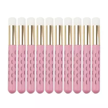 10pcs Facial Lash Shampoo Brushes Golden Tube Aluminum Acrylic Handle Cleaning Nose Cleaning розовый