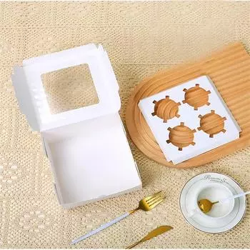 10Pcs Fashion Box With Window Packing 2/4Cups Cupcake Wedding Birthday Baby Shower Gift Cookie Bags Other