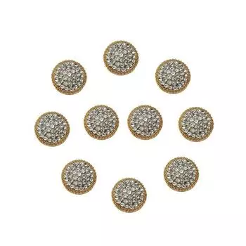 10Pcs Fashion DIY Durable Metal Rhinestone Buttons Needlework Shirt Buttons Sewing Button gold-10pcs-23MM
